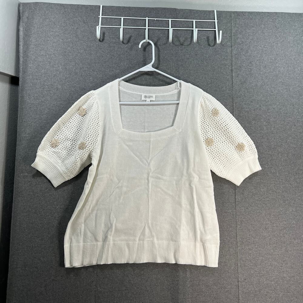 Candace Cameron Bure Square Neck Sweater with Sleeve Detail New Day White, Large